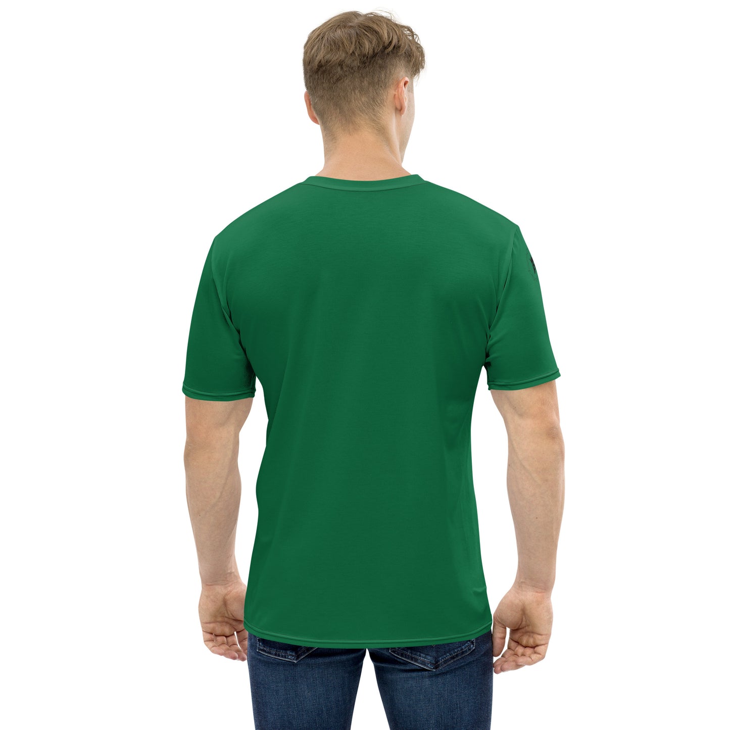 Men's Pidgin Christmas Tree Christmas T-Shirt - forest green - I go chop chicken for christmas ooo (black print)