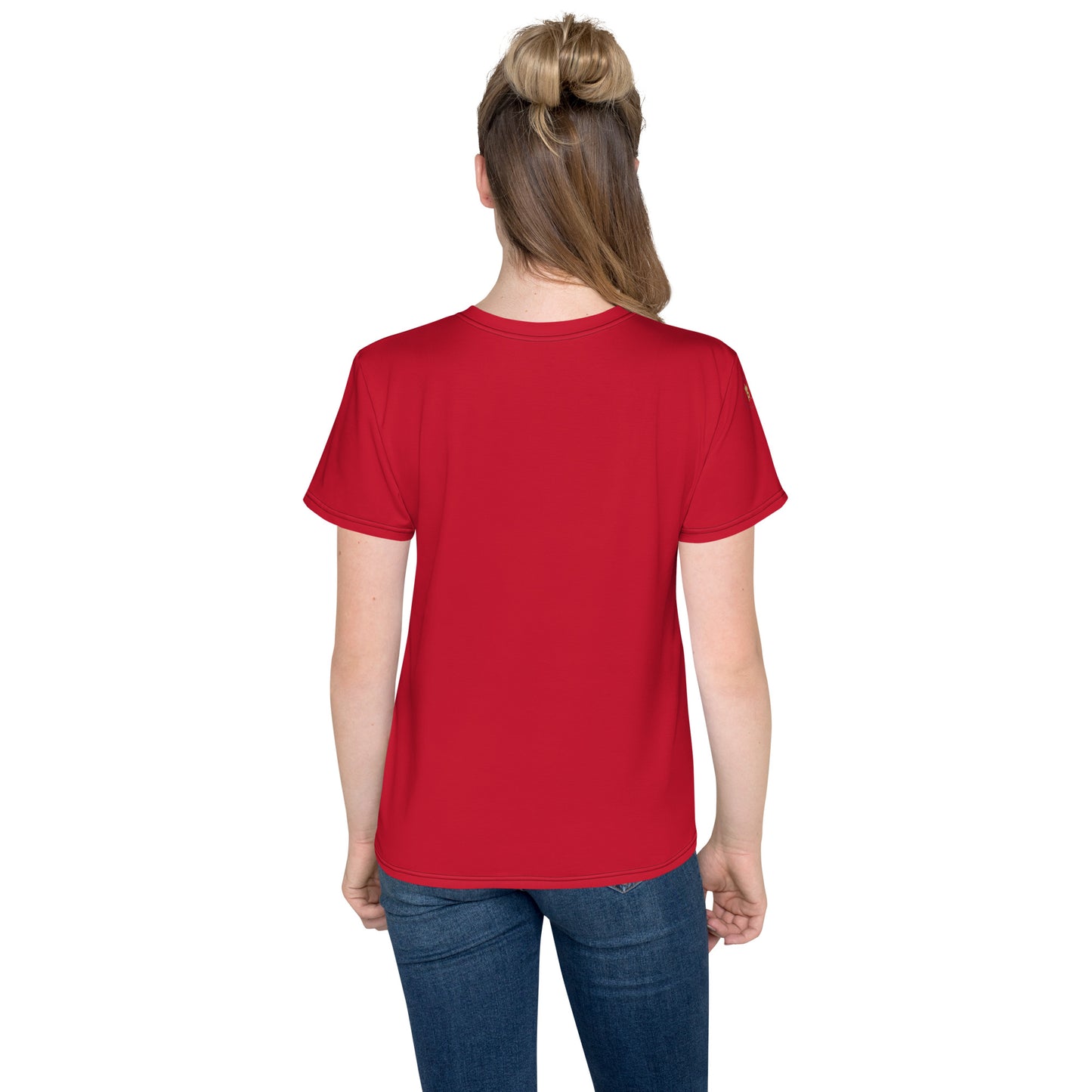 Youth Christmas Crew Neck T-Shirt - red - bring in the turkey (black/white print)