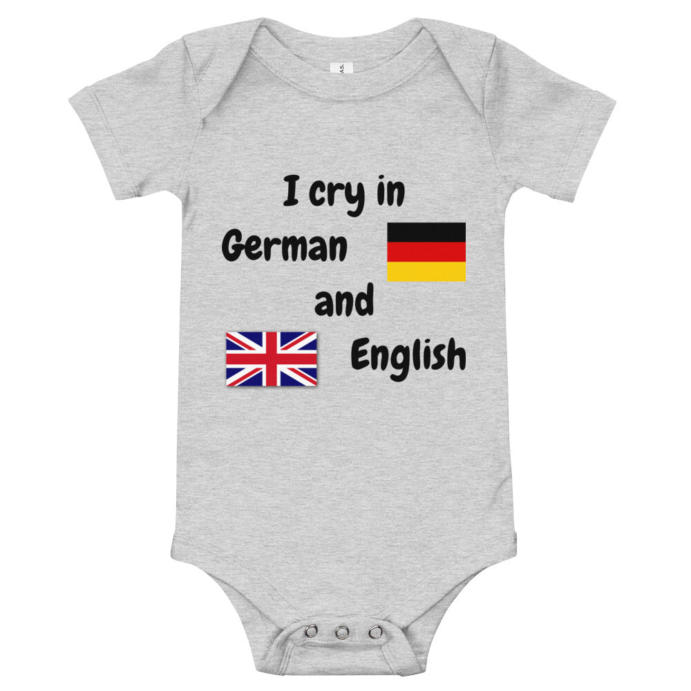 Baby Bilingual SS One Piece - EN + DE (black print)