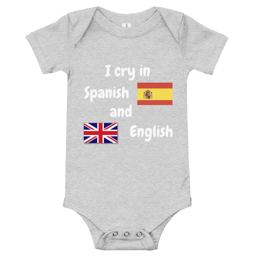 Baby Bilingual SS One Piece - ES + EN (white print)