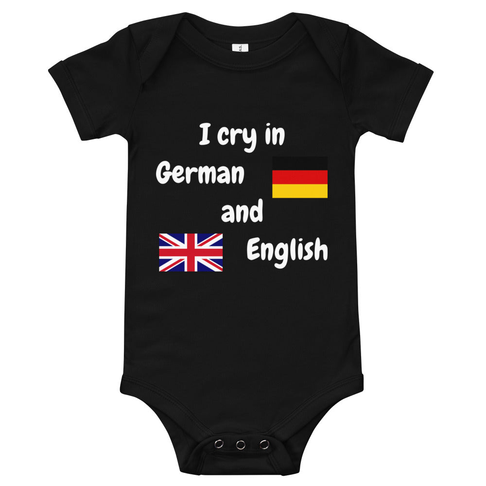 Baby Bilingual SS One Piece - DE + EN (white print)