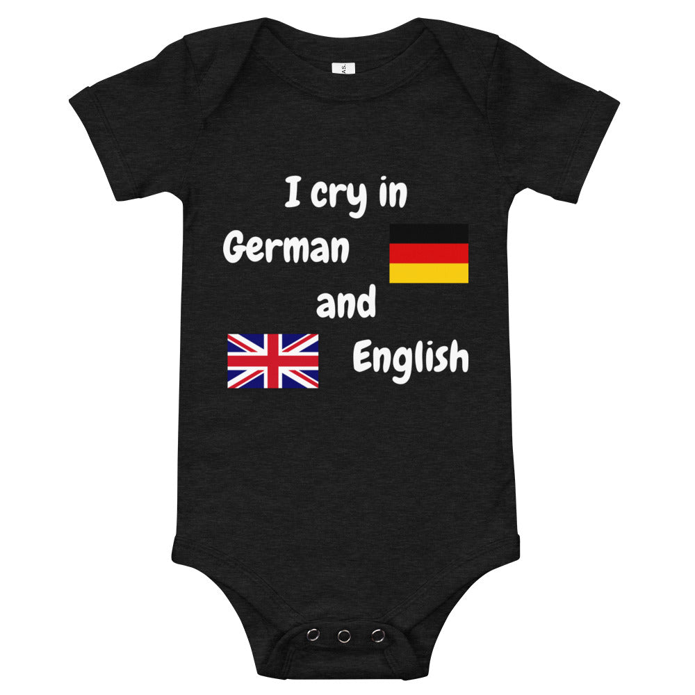 Baby Bilingual SS One Piece - DE + EN (white print)