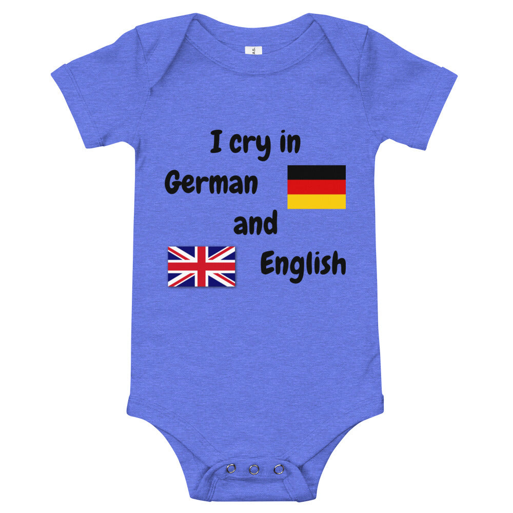 Baby Bilingual SS One Piece - EN + DE (black print)