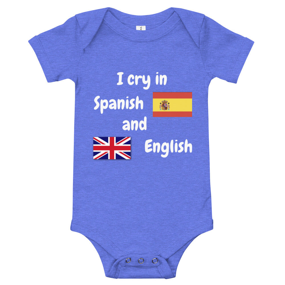 Baby Bilingual SS One Piece - ES + EN (white print)