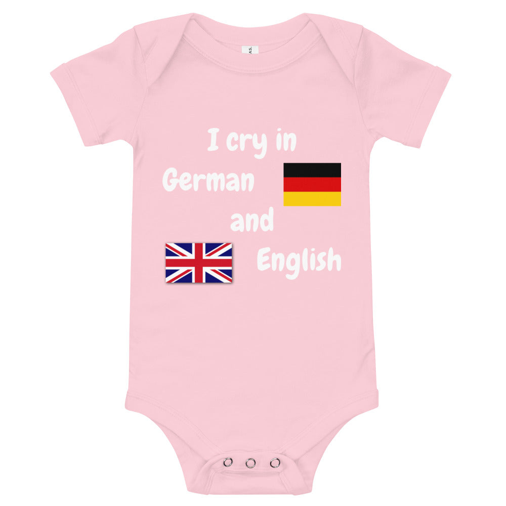 Baby Bilingual SS One Piece - DE + EN (white print)