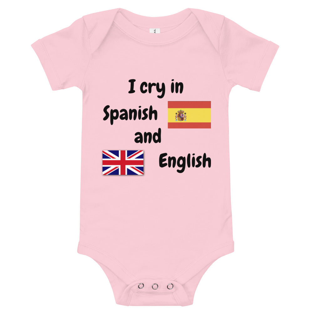 Baby Bilingual SS One Piece - ES + EN (black print)