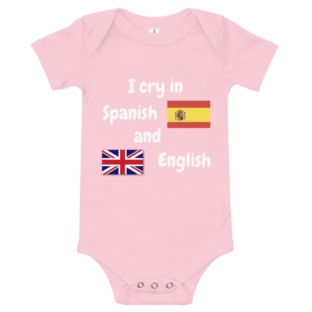 Baby Bilingual SS One Piece - ES + EN (white print)