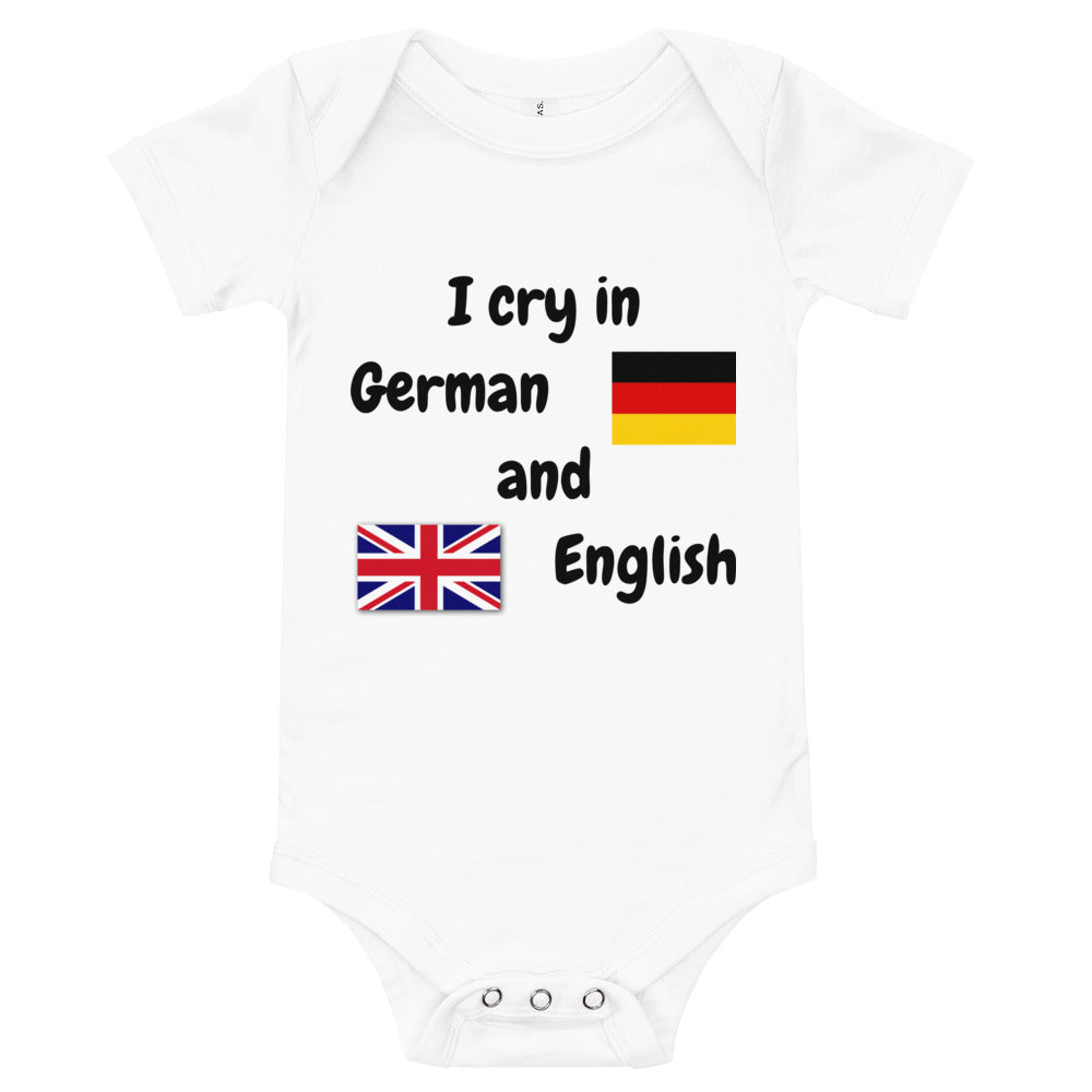 Baby Bilingual SS One Piece - EN + DE (black print)