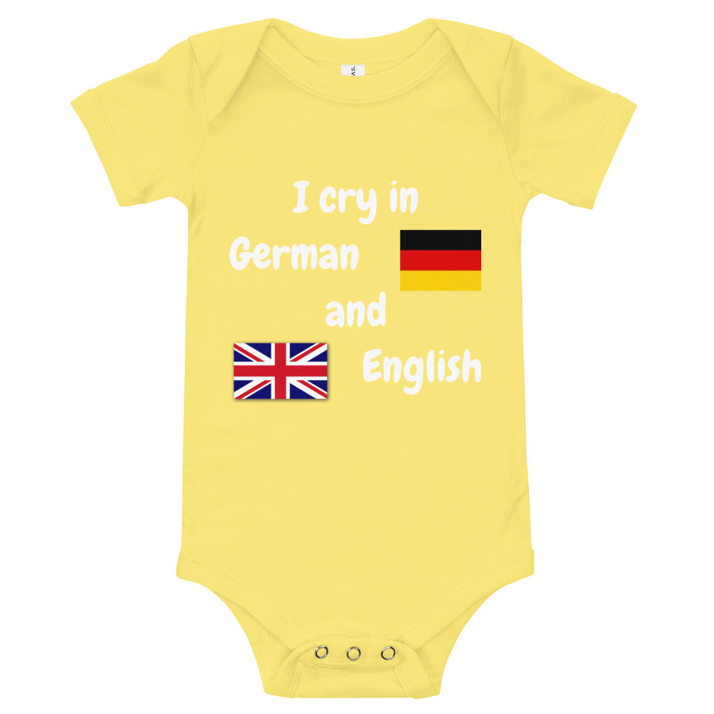 Baby Bilingual SS One Piece - DE + EN (white print)