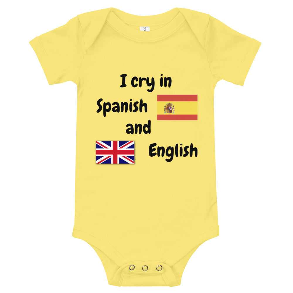 Baby Bilingual SS One Piece - ES + EN (black print)
