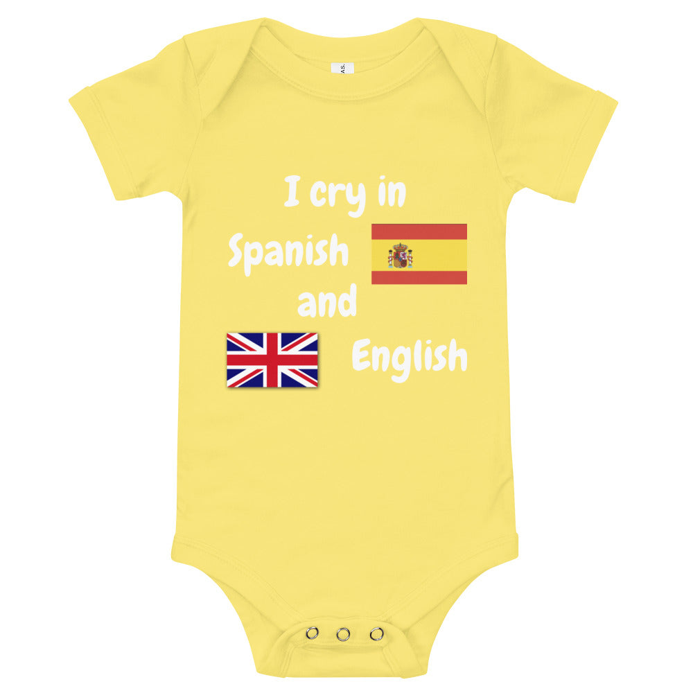 Baby Bilingual SS One Piece - ES + EN (white print)