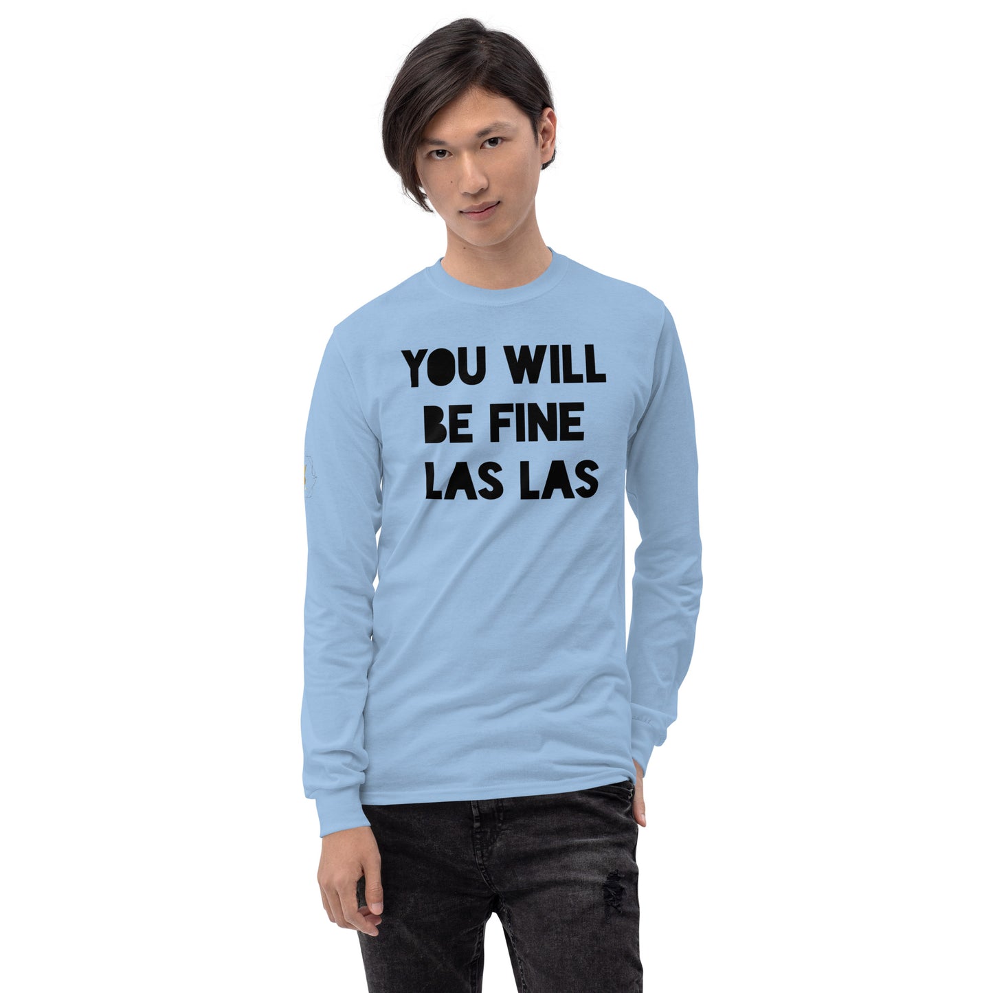 Men’s Pidgin Long Sleeve Shirt - You Will Be Fine Las Las (black print)