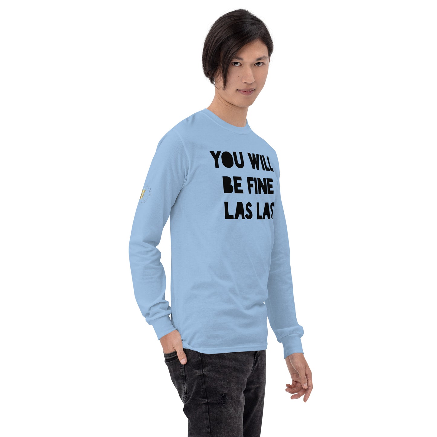 Men’s Pidgin Long Sleeve Shirt - You Will Be Fine Las Las (black print)