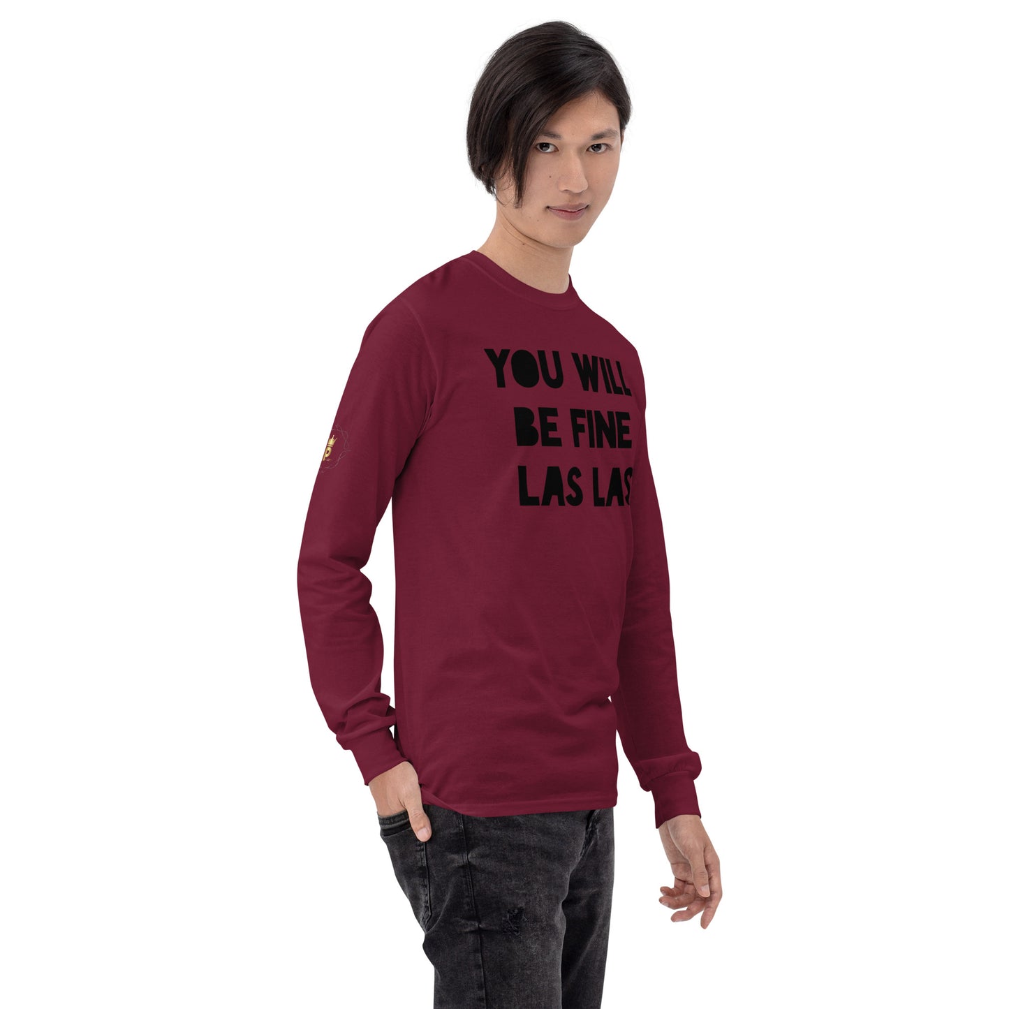 Men’s Pidgin Long Sleeve Shirt - You Will Be Fine Las Las (black print)