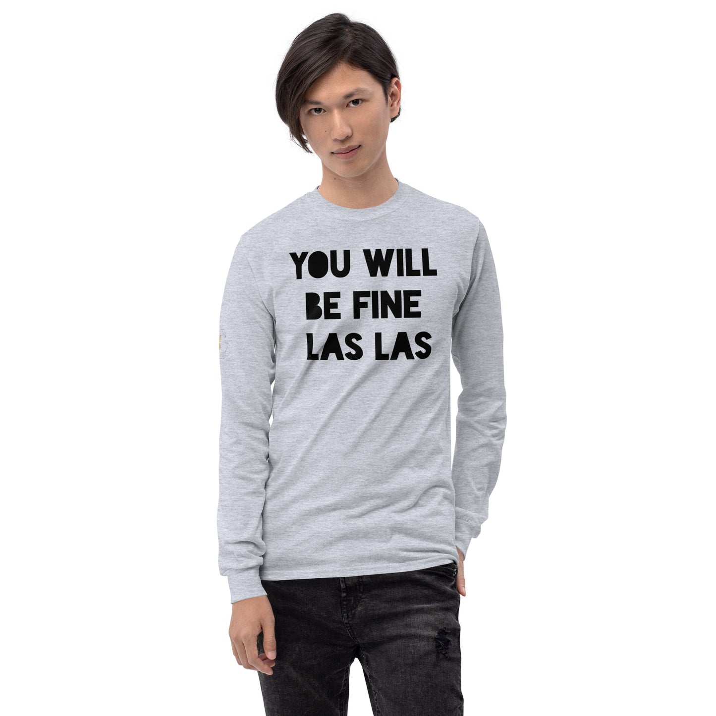Men’s Pidgin Long Sleeve Shirt - You Will Be Fine Las Las (black print)