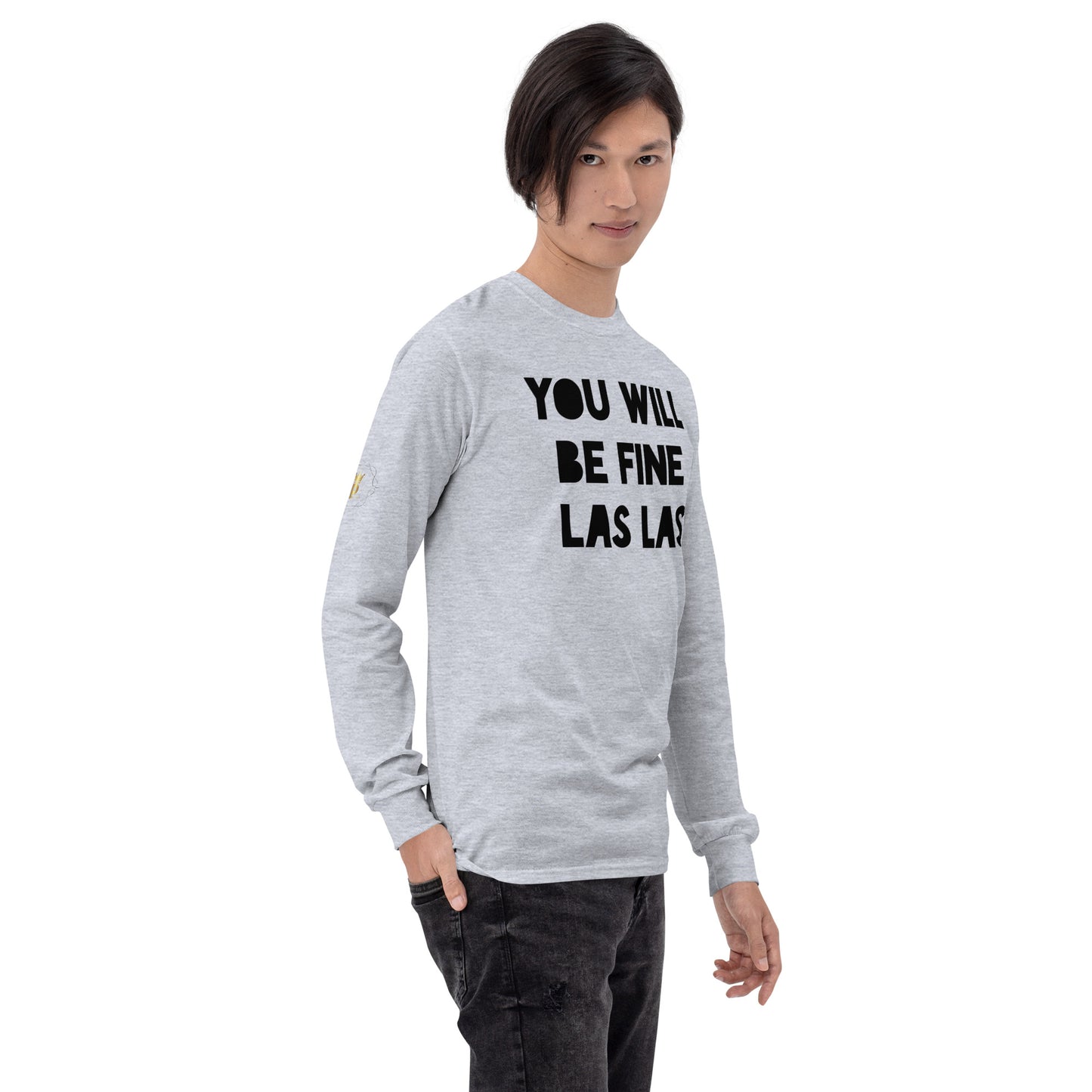 Men’s Pidgin Long Sleeve Shirt - You Will Be Fine Las Las (black print)