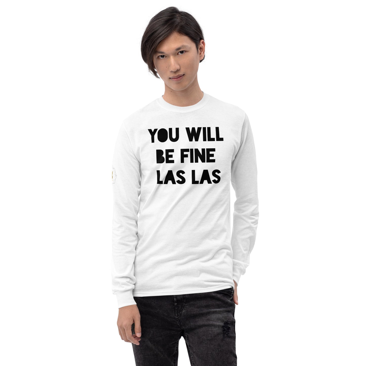 Men’s Pidgin Long Sleeve Shirt - You Will Be Fine Las Las (black print)