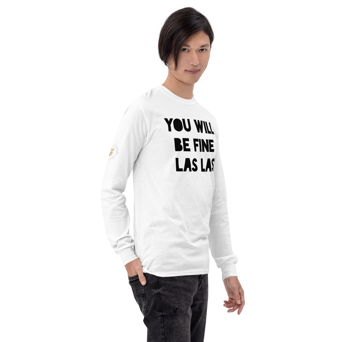 Men’s Pidgin Long Sleeve Shirt - You Will Be Fine Las Las (black print)