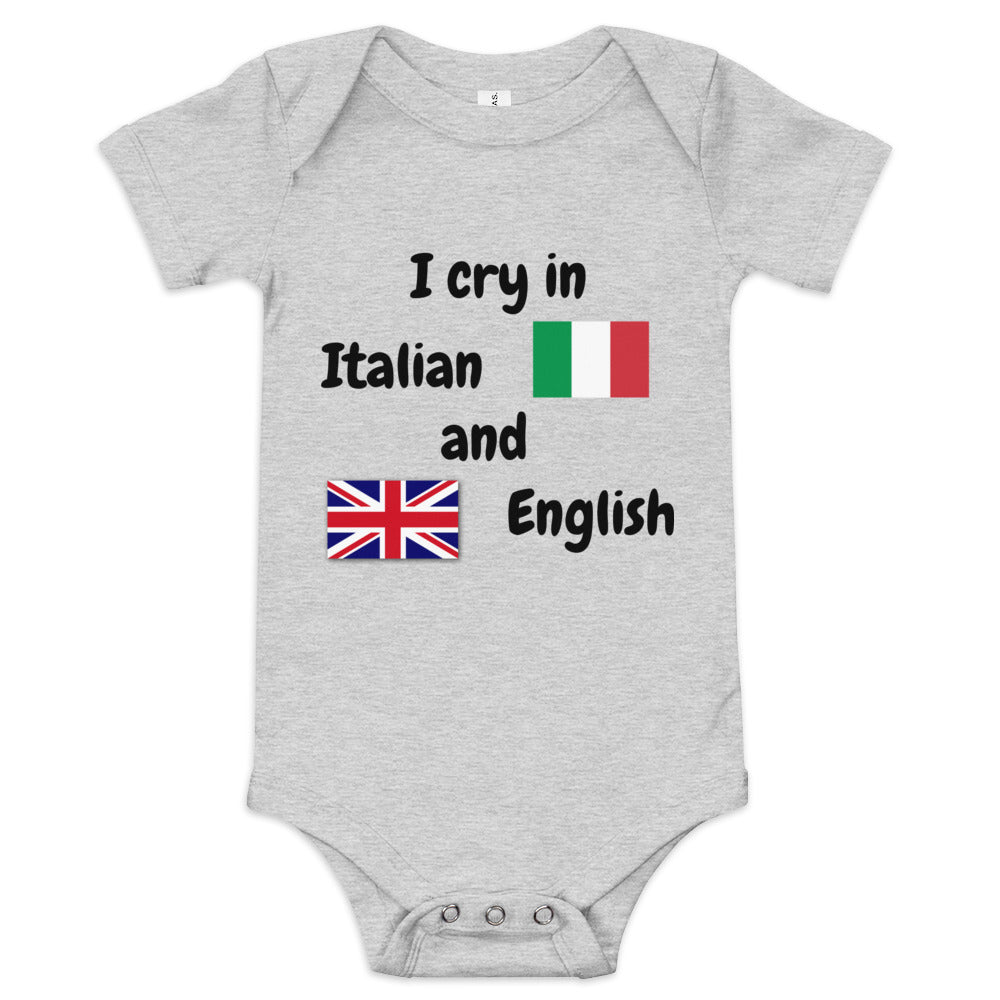 Baby Bilingual One Piece - English and Italien (black print)