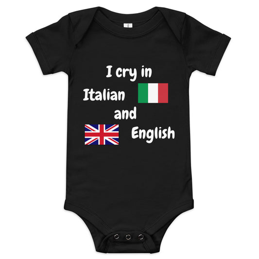 Baby Bilingual One Piece - English and Italien (white print)