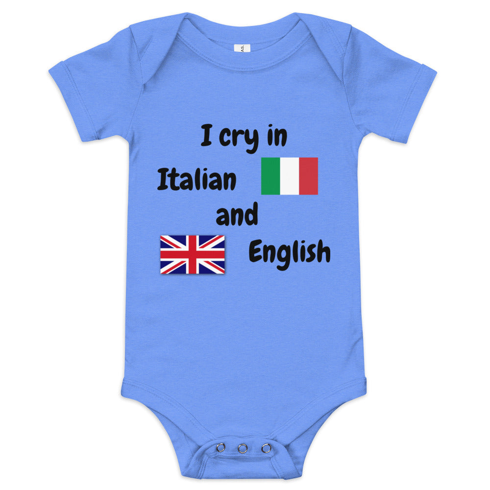 Baby Bilingual One Piece - English and Italien (black print)