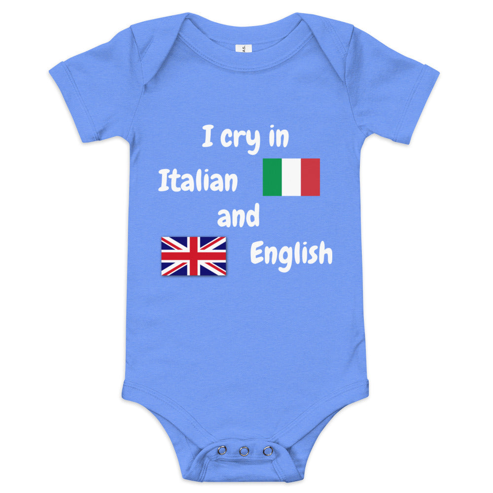 Baby Bilingual One Piece - English and Italien (white print)