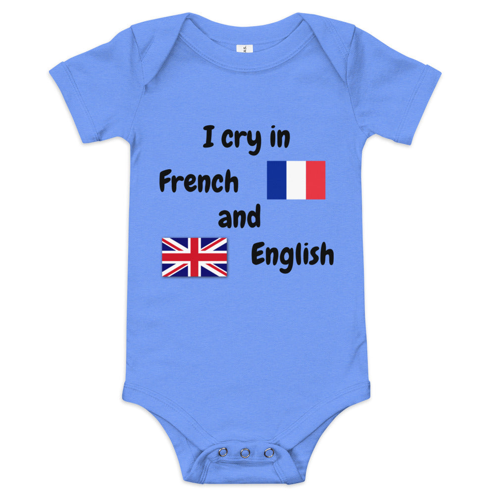 Baby Bilingual One Piece - English and French (black print)