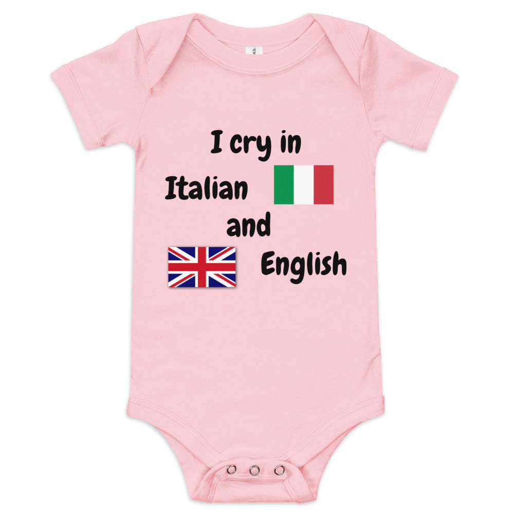 Baby Bilingual One Piece - English and Italien (black print)