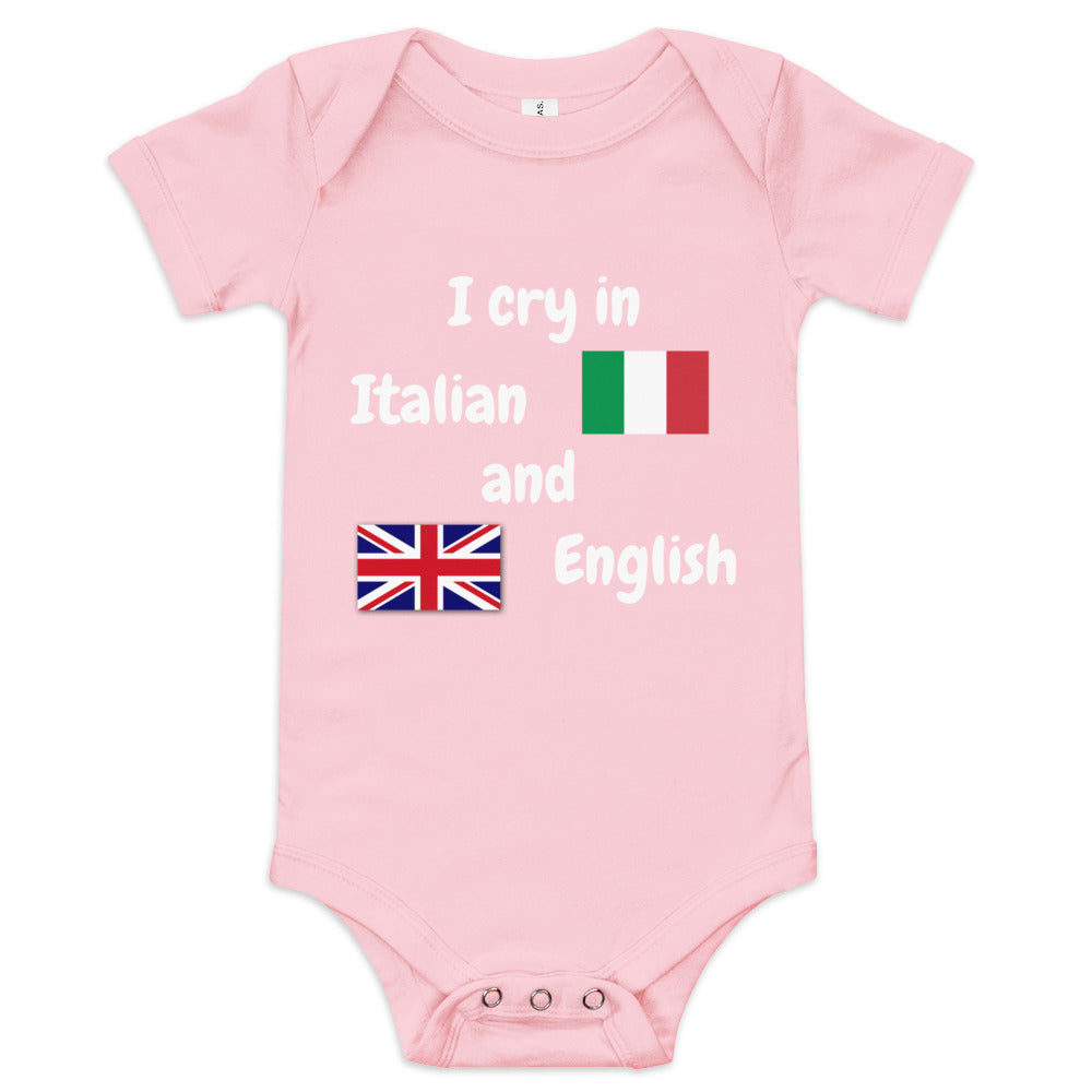 Baby Bilingual One Piece - English and Italien (white print)