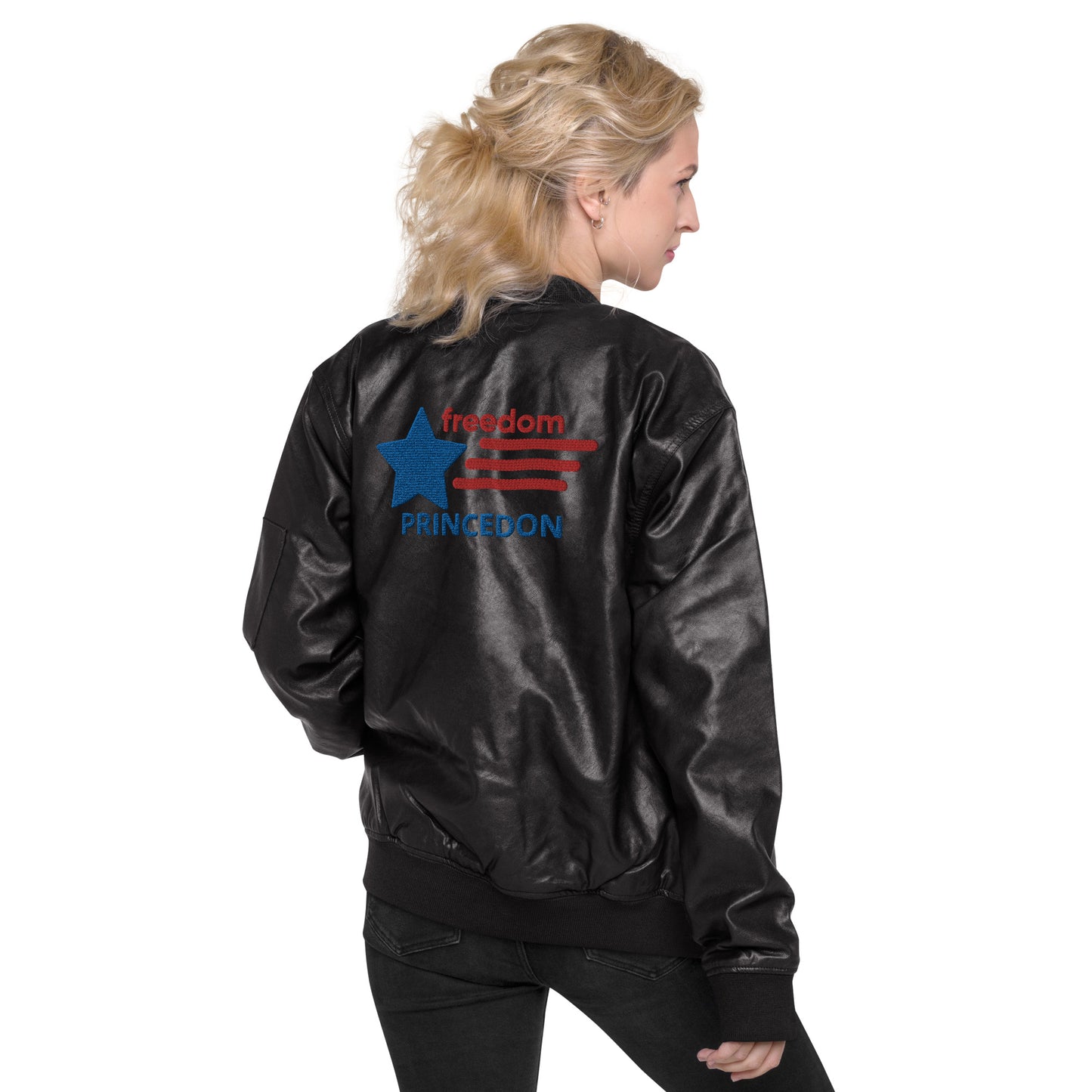 Unisex Leather Bomber Jacket (FREEDOM PRINCEDON)