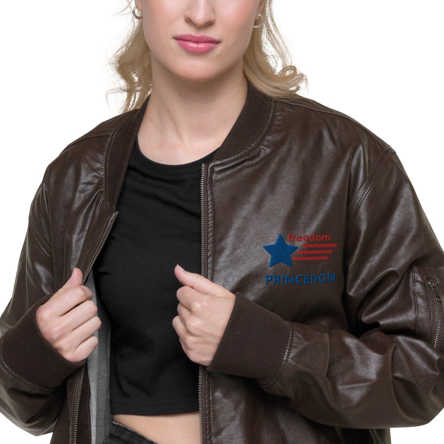 Unisex Leather Bomber Jacket (FREEDOM PRINCEDON)