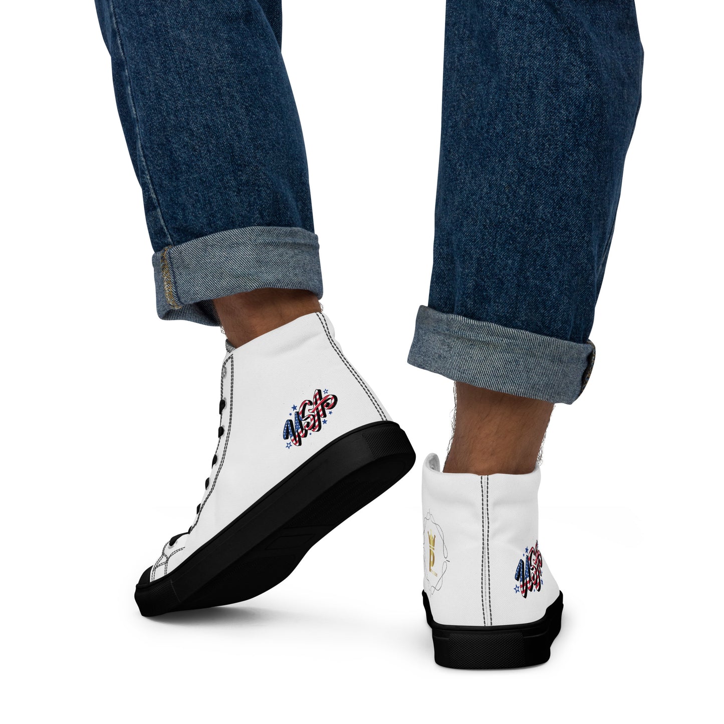 Men’s high top canvas shoes (USA, PRINCEDON LOGO)