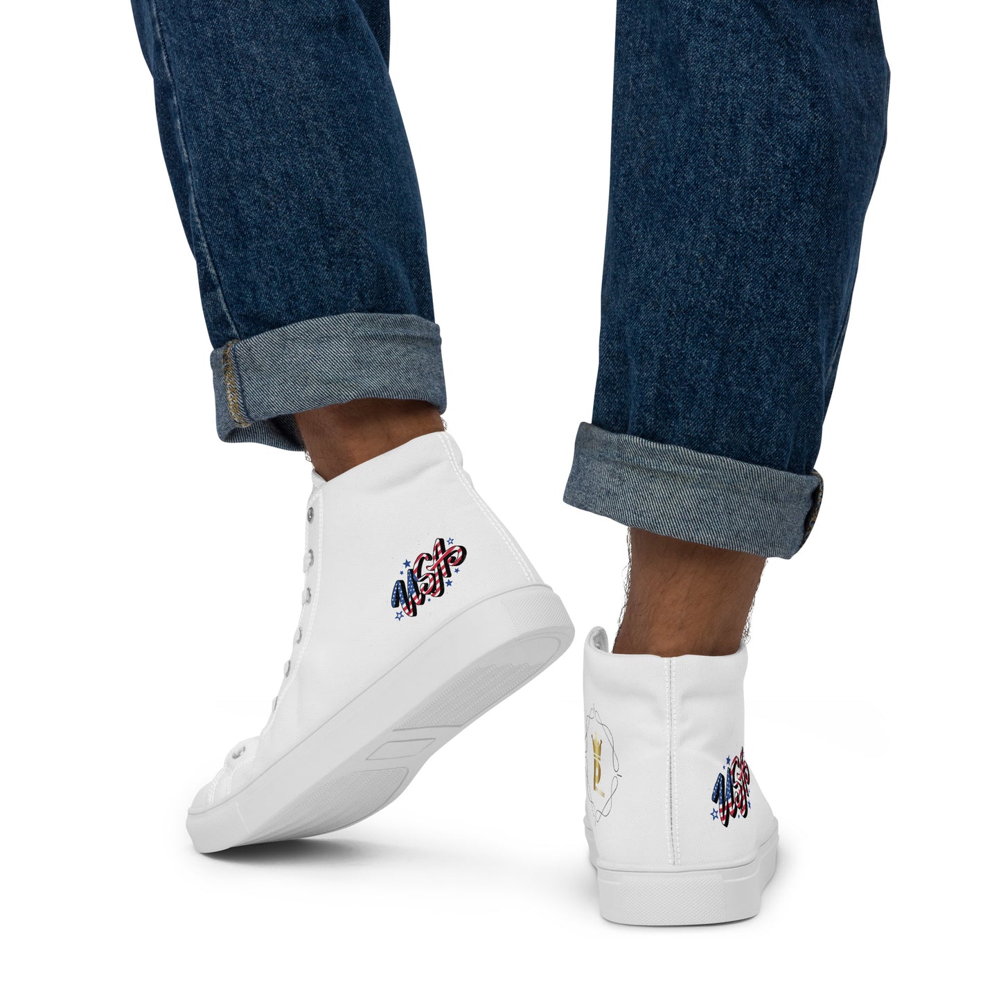 Men’s high top canvas shoes (USA, PRINCEDON LOGO)