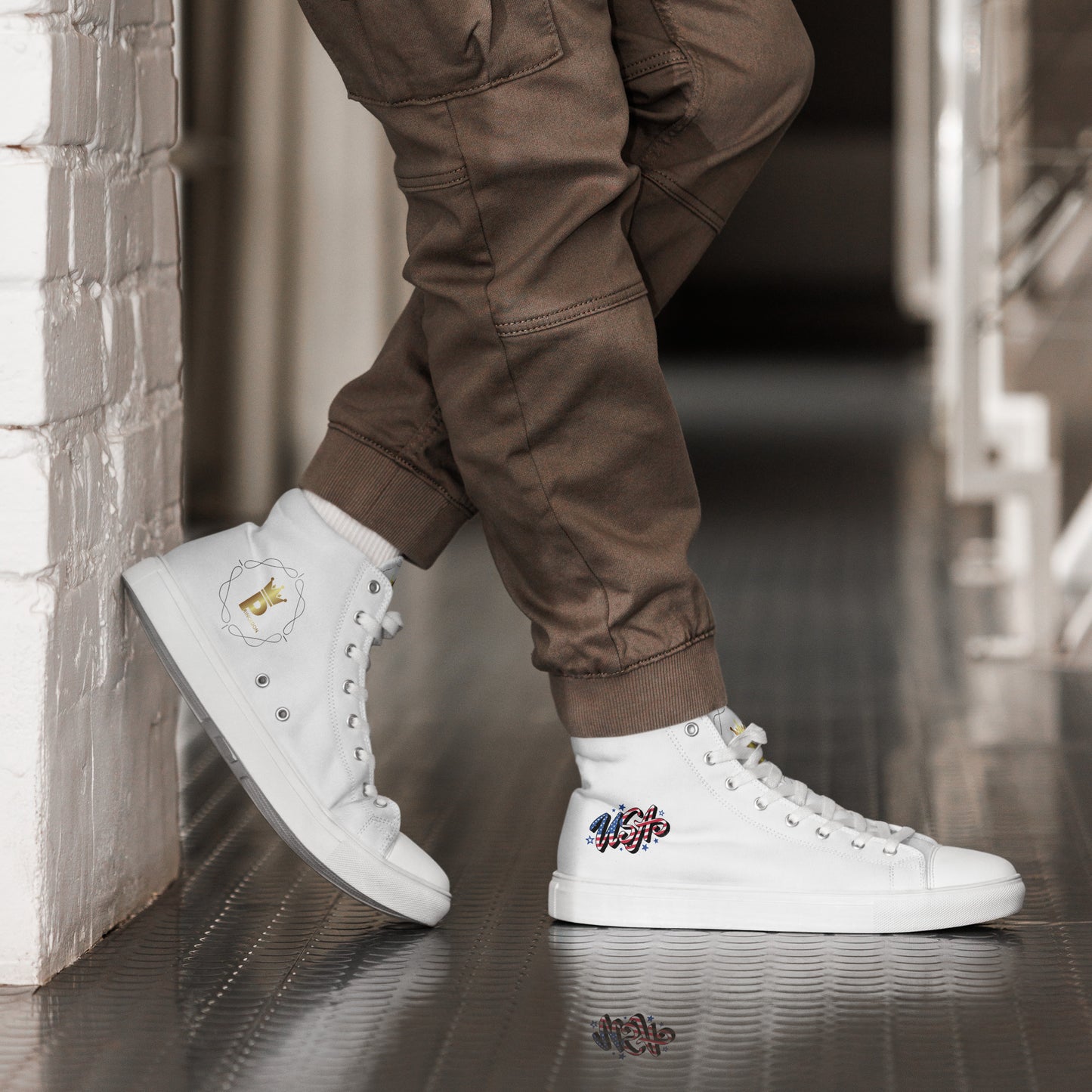 Men’s high top canvas shoes (USA, PRINCEDON LOGO)