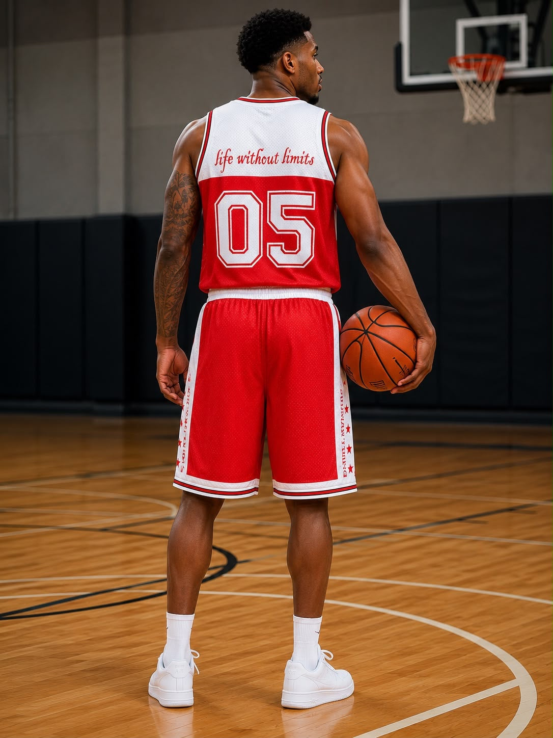 Red BMT jersey back with number 05 and life without limits print
