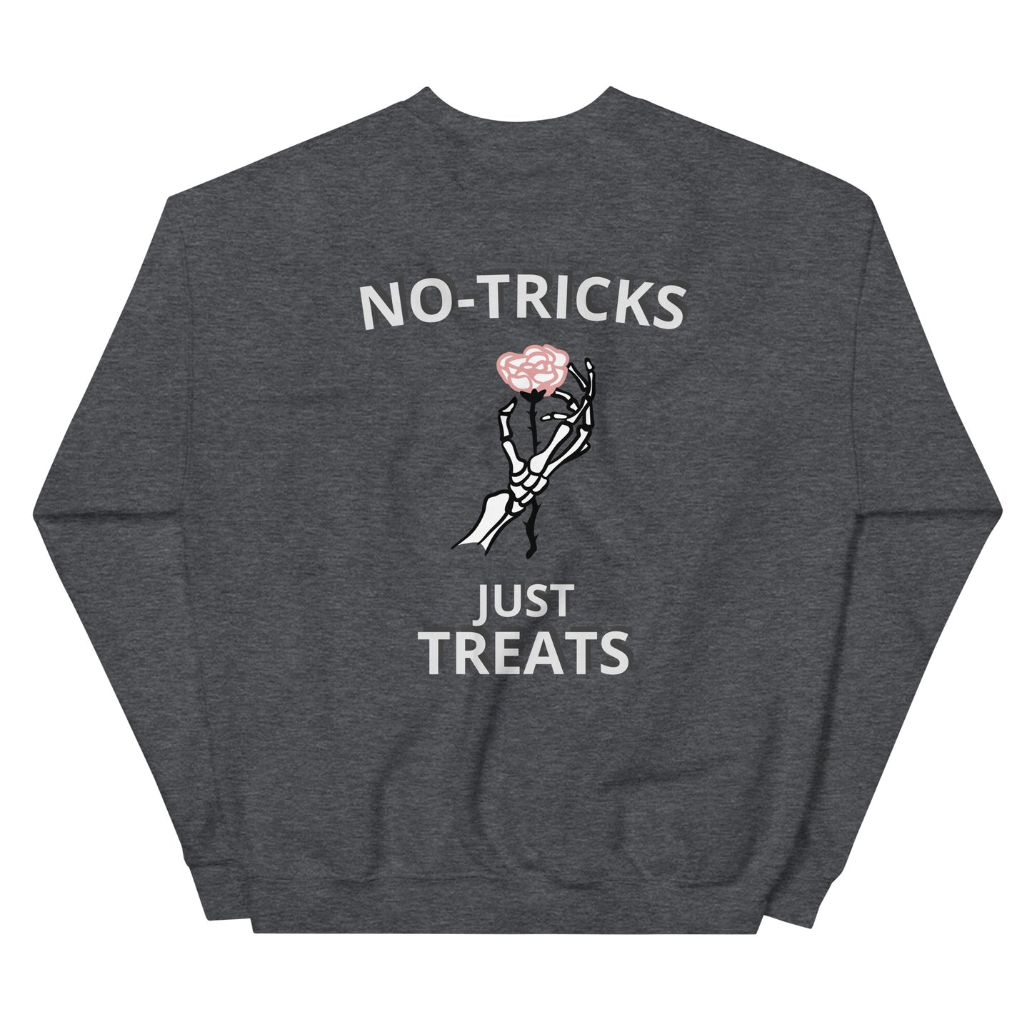 Unisex Halloween Sweatshirt (NO TRICKS JUST TREATS SKELETON HANDS)