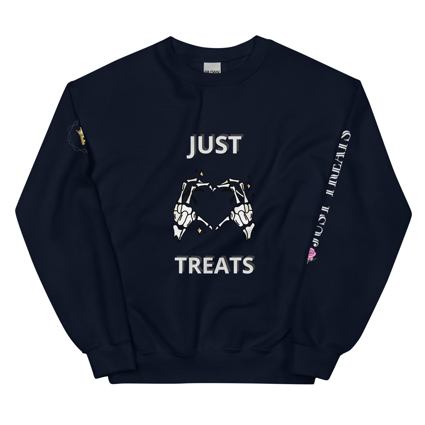 Unisex Halloween Sweatshirt (NO TRICKS JUST TREATS SKELETON HANDS)