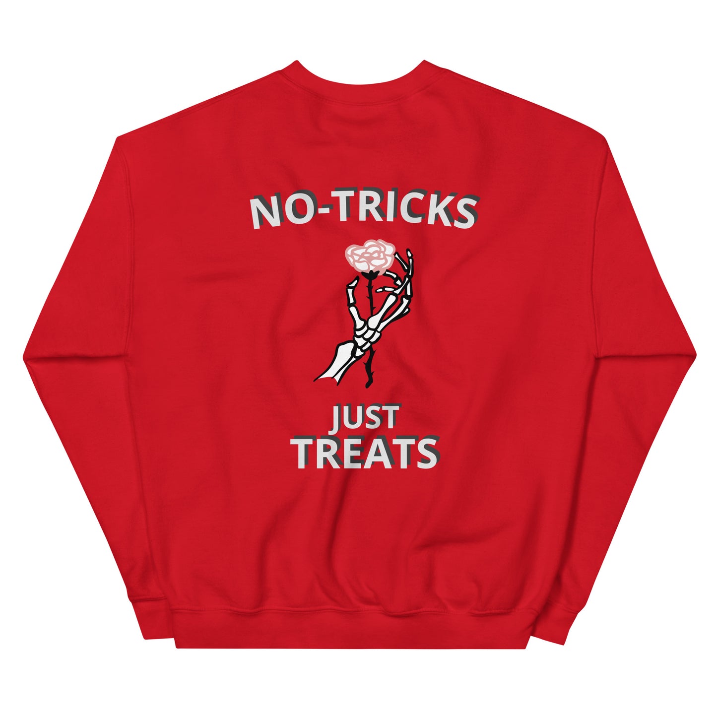 Unisex Halloween Sweatshirt (NO TRICKS JUST TREATS SKELETON HANDS)