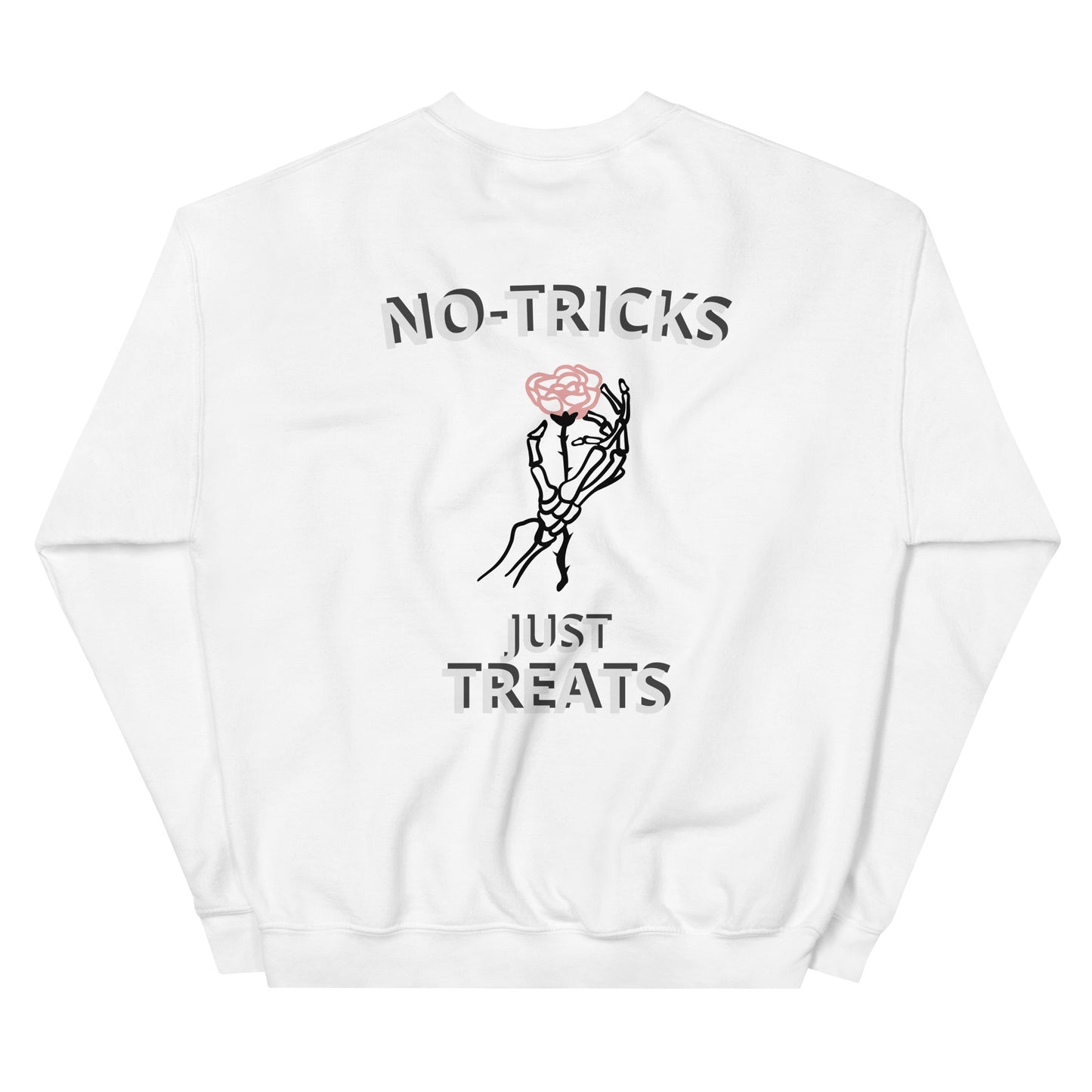 Unisex Halloween Sweatshirt (NO TRICKS JUST TREATS SKELETON HANDS)