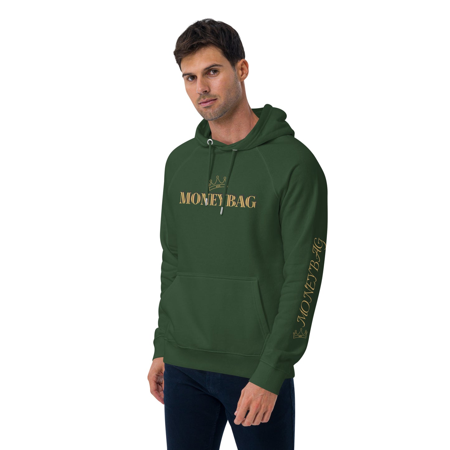 Unisex Eco Raglan Hoodie (MONEY BAG GOLD)