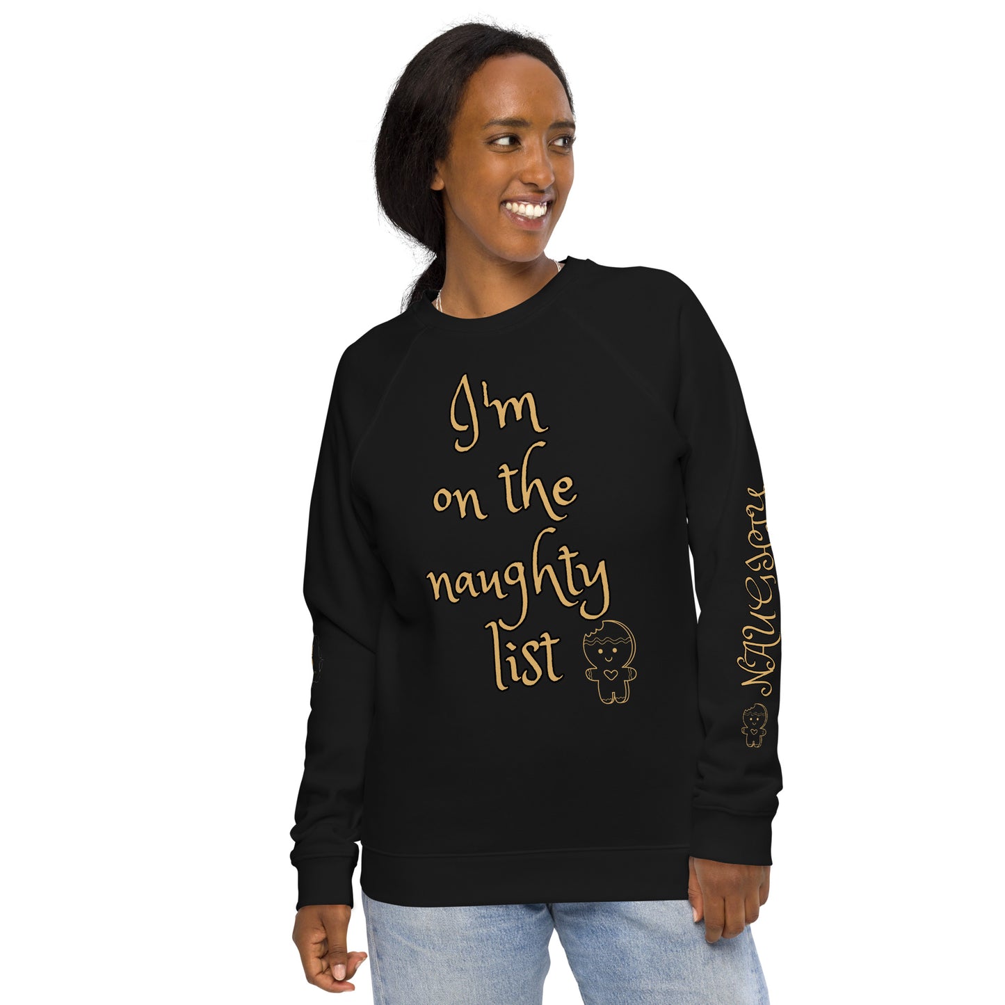 Women's Christmas Organic Raglan Sweatshirt (On The Naughty List)