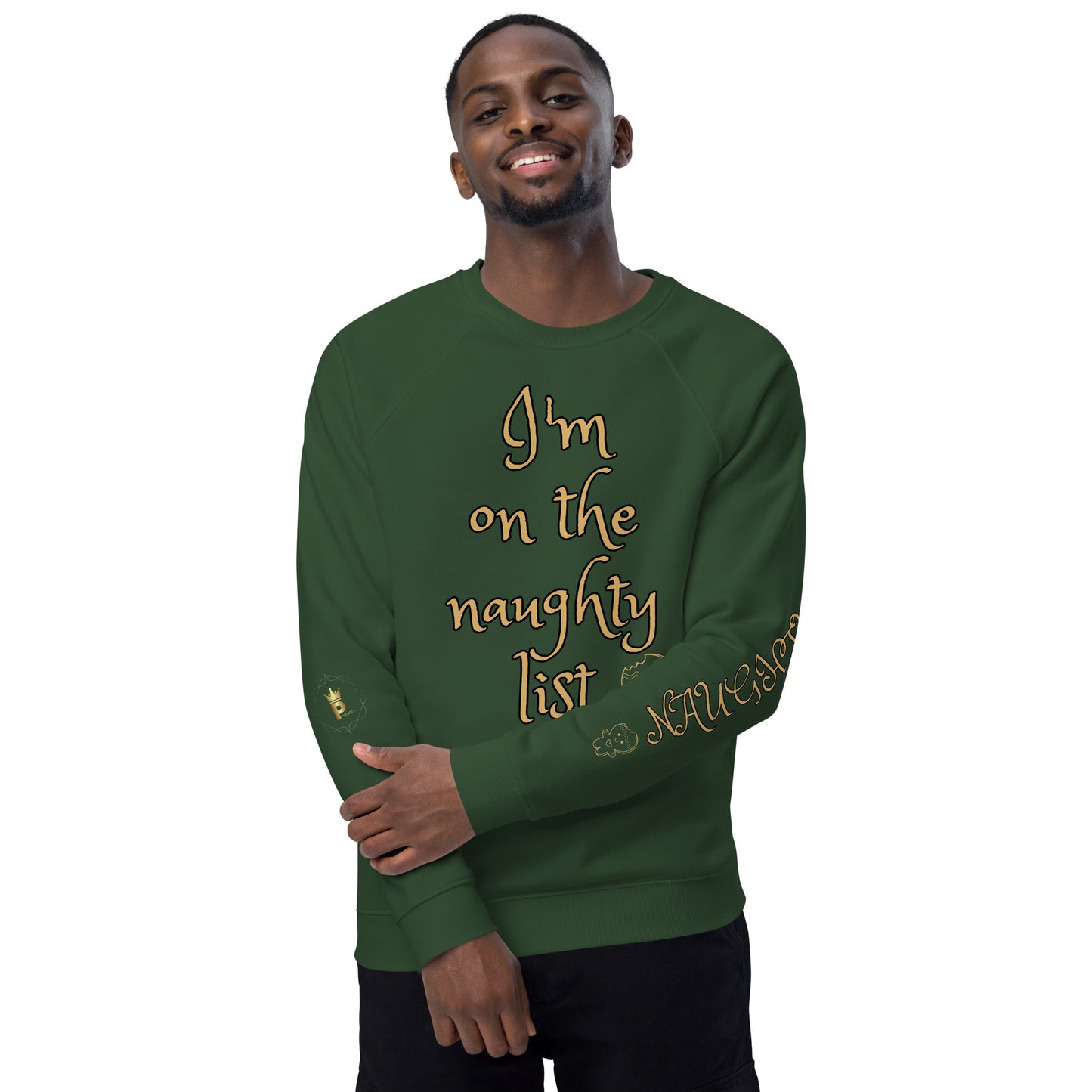 Men's Christmas Organic Raglan Sweatshirt (On The Naughty List)