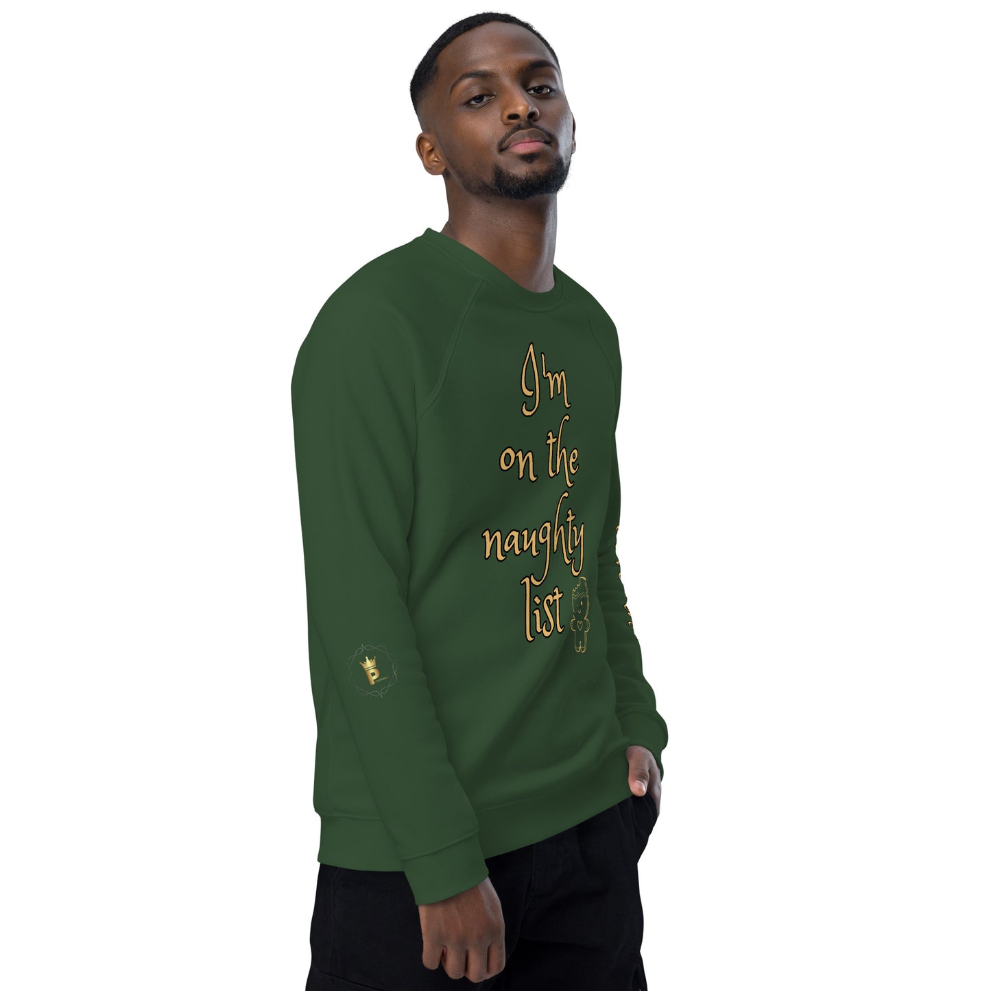 Men's Christmas Organic Raglan Sweatshirt (On The Naughty List)