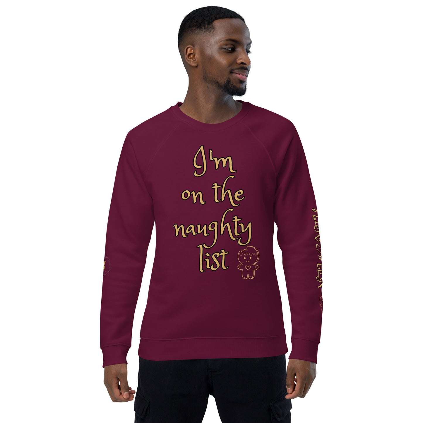 Men's Christmas Organic Raglan Sweatshirt (On The Naughty List)