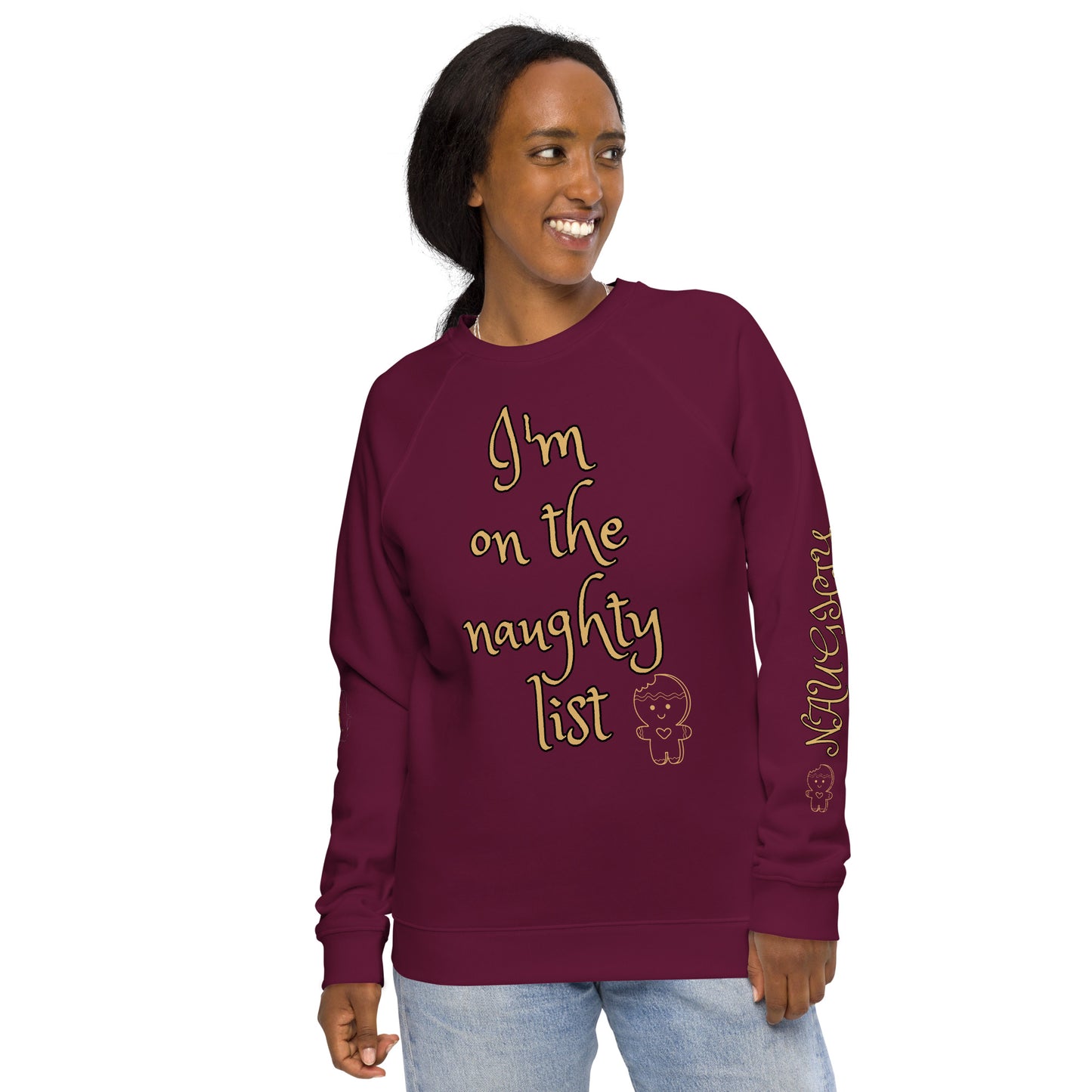 Women's Christmas Organic Raglan Sweatshirt (On The Naughty List)