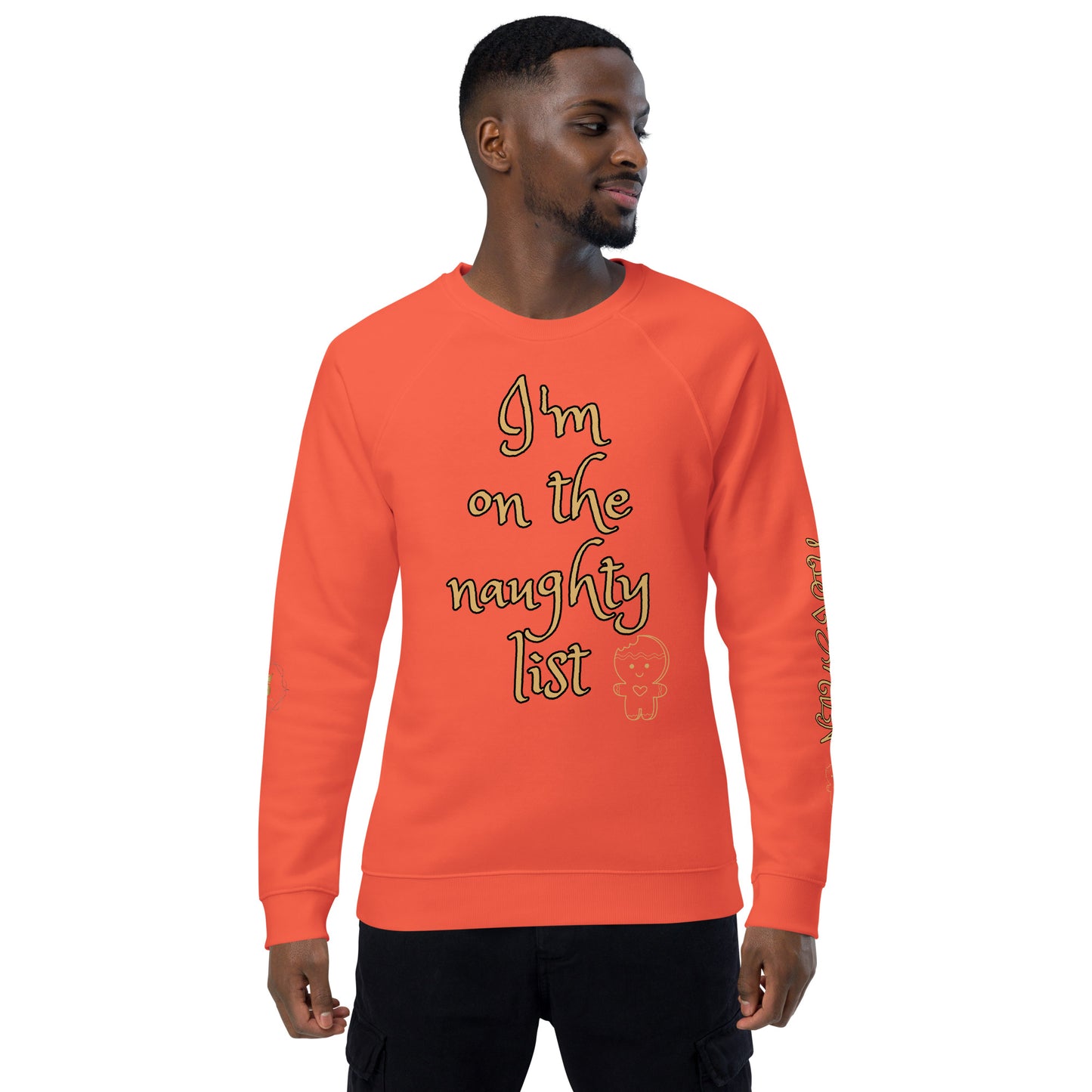 Men's Christmas Organic Raglan Sweatshirt (On The Naughty List)