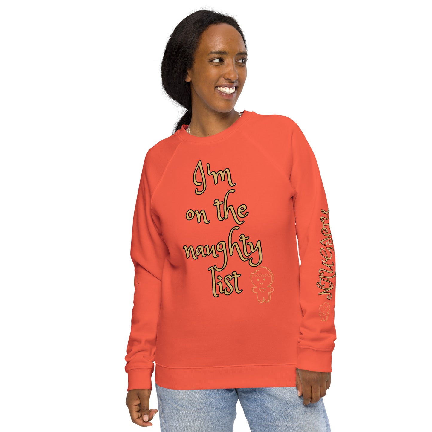 Women's Christmas Organic Raglan Sweatshirt (On The Naughty List)