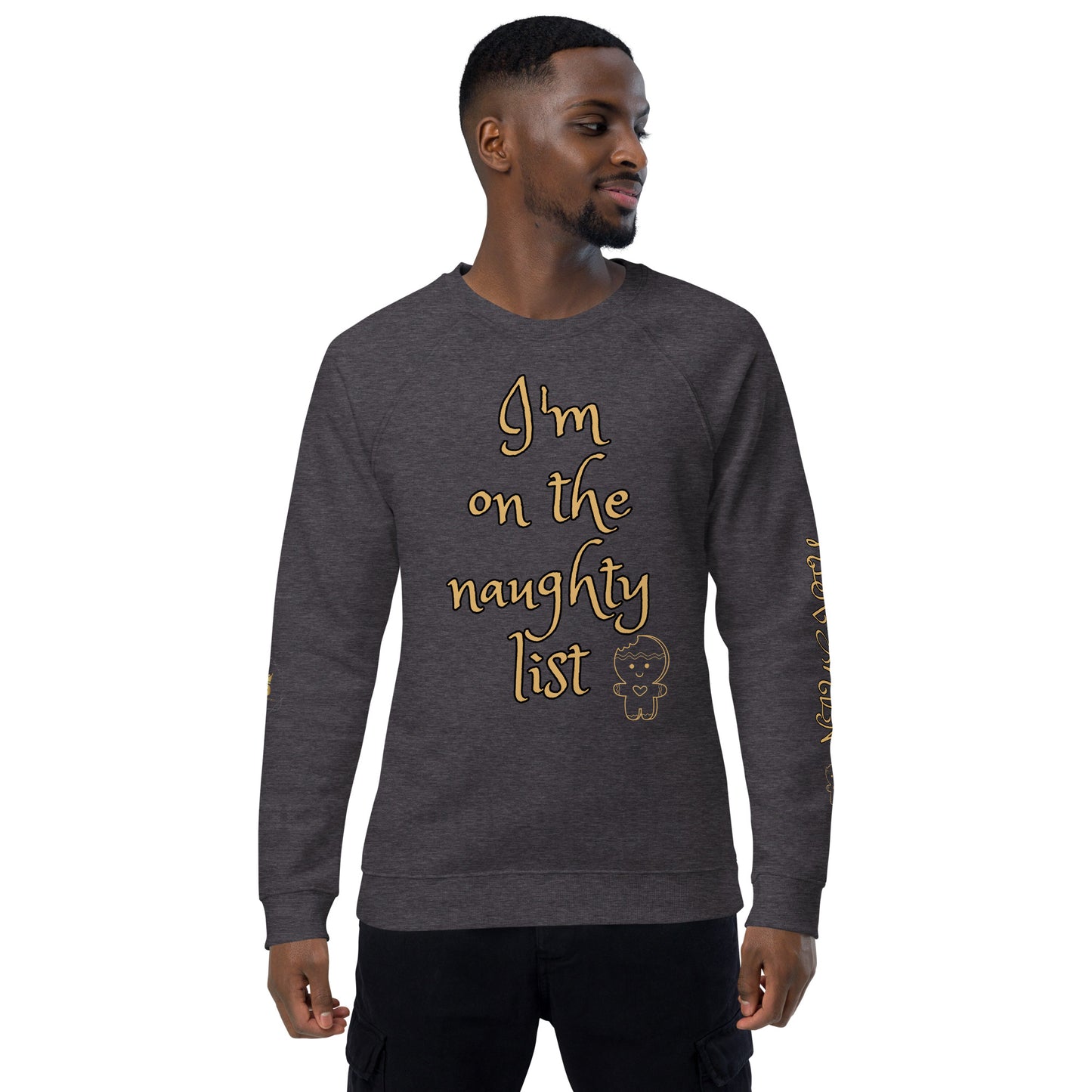 Men's Christmas Organic Raglan Sweatshirt (On The Naughty List)