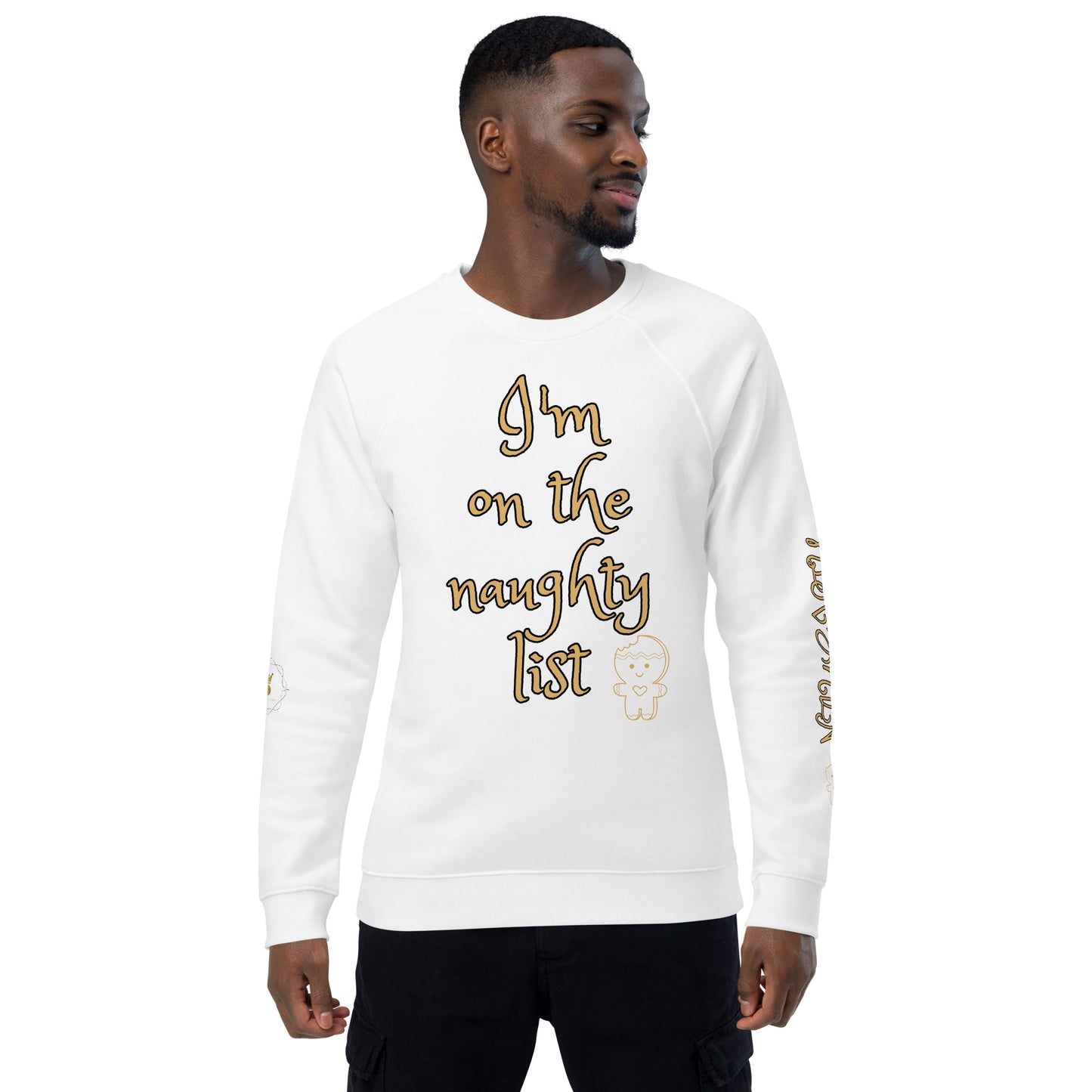 Men's Christmas Organic Raglan Sweatshirt (On The Naughty List)