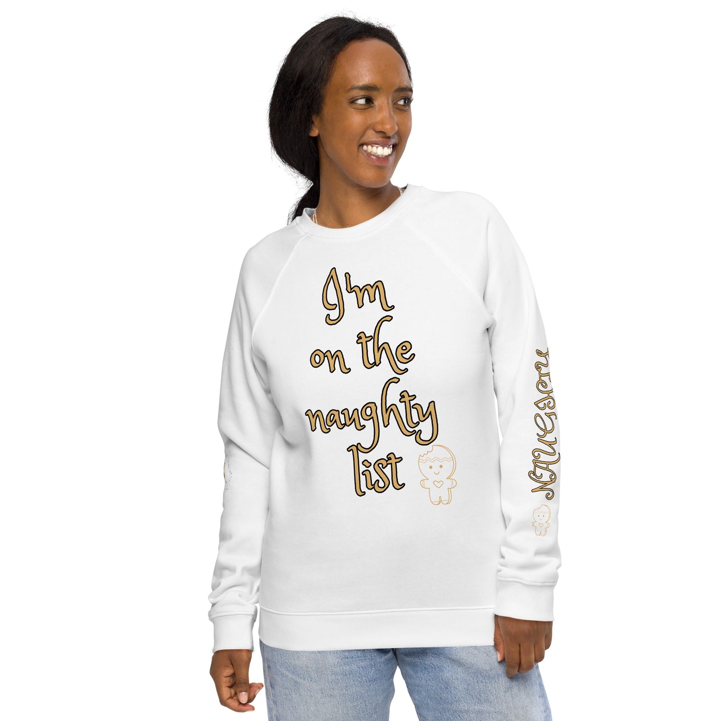 Women's Christmas Organic Raglan Sweatshirt (On The Naughty List)